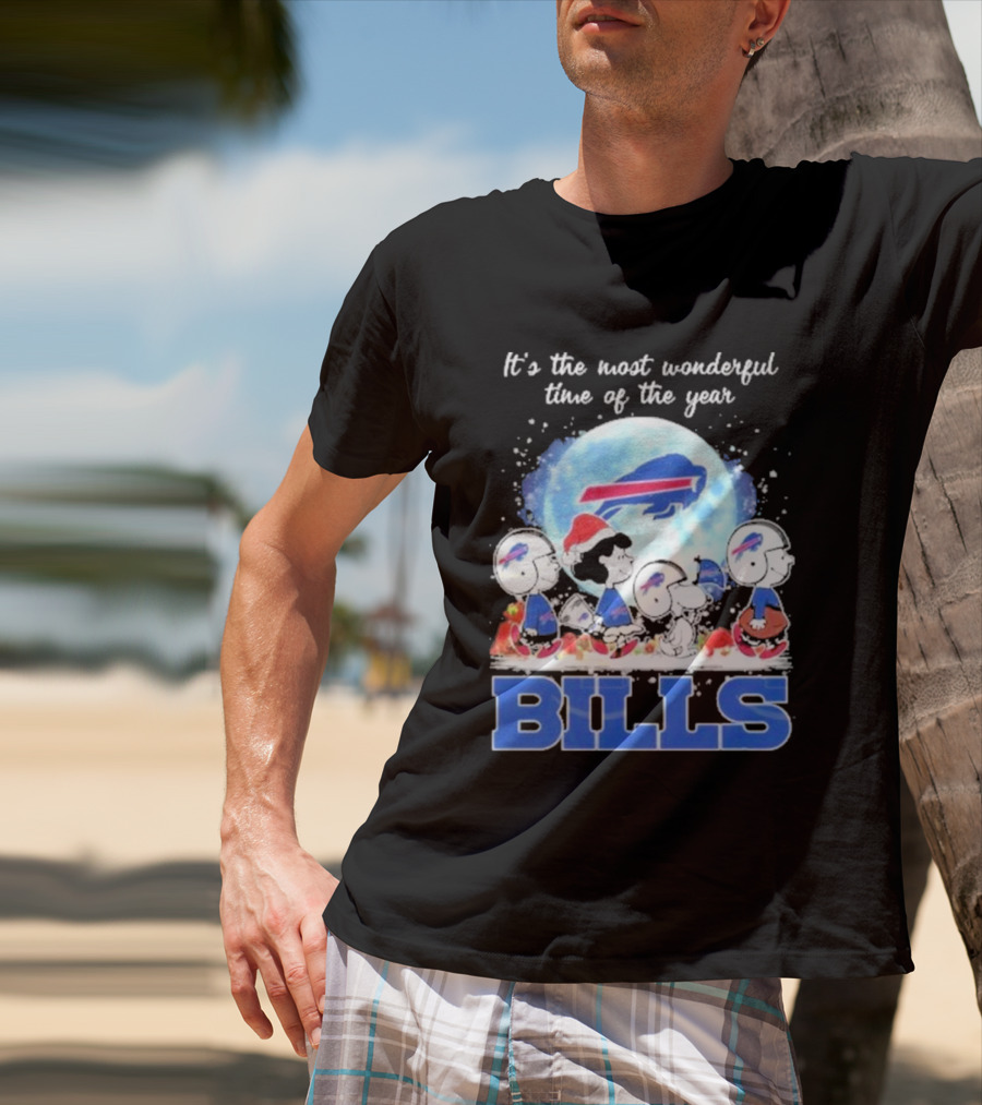 It's The Most Wonderful Time Of The Year Buffalo Bills Peanuts Football Holiday T-Shirt