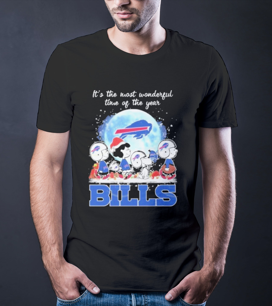 It's The Most Wonderful Time Of The Year Buffalo Bills Peanuts Football Holiday T-Shirt