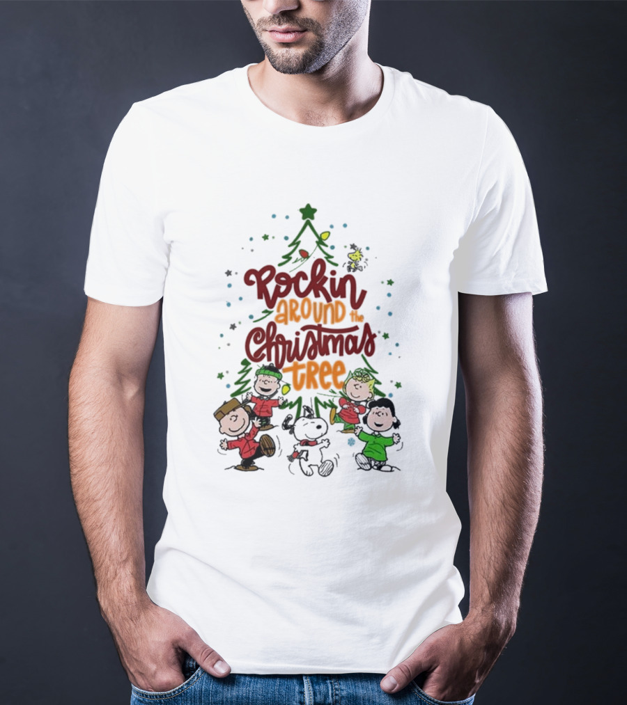 Snoopy Rockin Around The Christmas Tree Merry Christmas T-Shirt