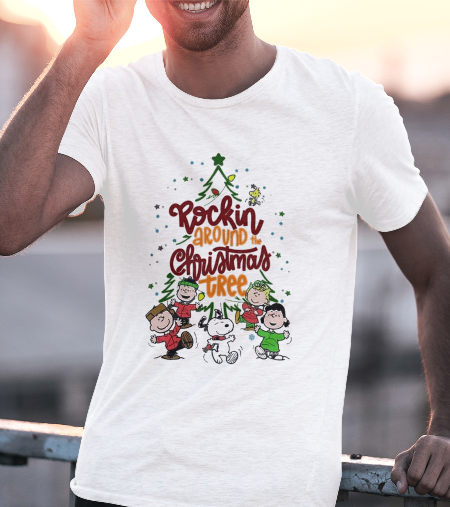 Snoopy Rockin Around The Christmas Tree Merry Christmas T-Shirt