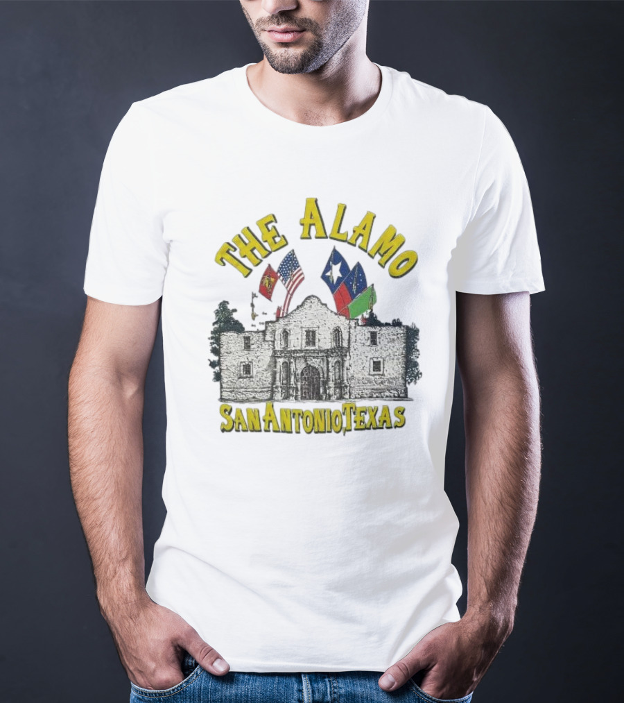 The Alamo San Antonio Texas Flags Historic Landmark Image T-Shirt