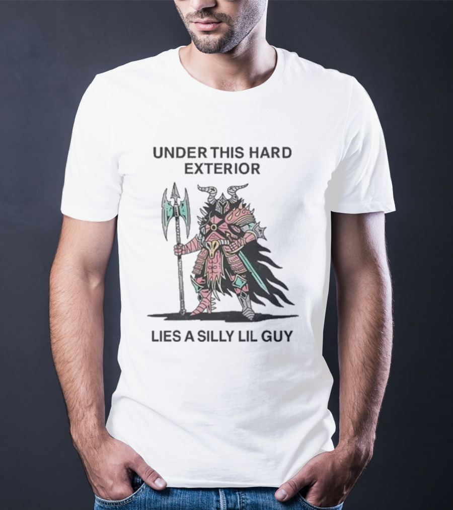 Under This Hard Exterior Lies A Silly Lil Guy Warrior With Axe And Horned Helmet T-Shirt