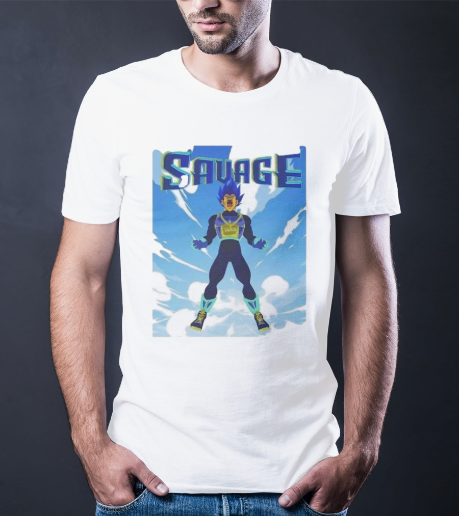 Vegeta Blue Saiyan Savage Super Warrior Transformation Scene T-Shirt