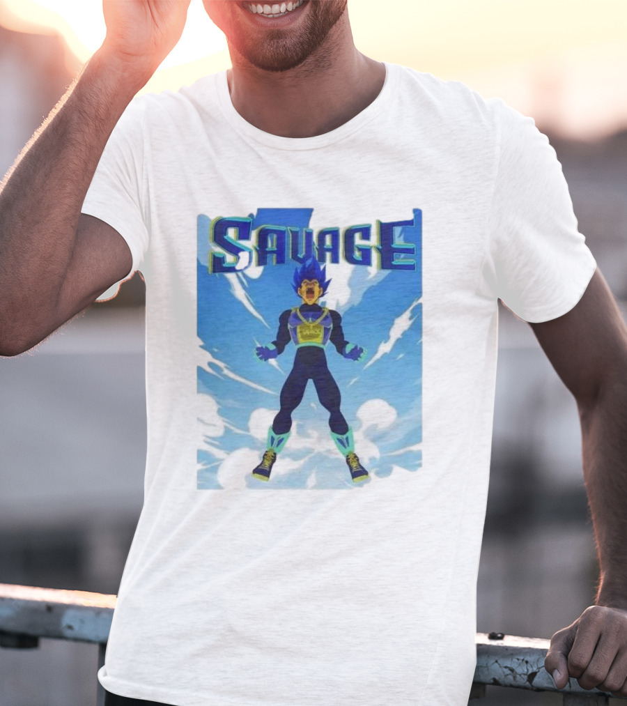 Vegeta Blue Saiyan Savage Super Warrior Transformation Scene T-Shirt