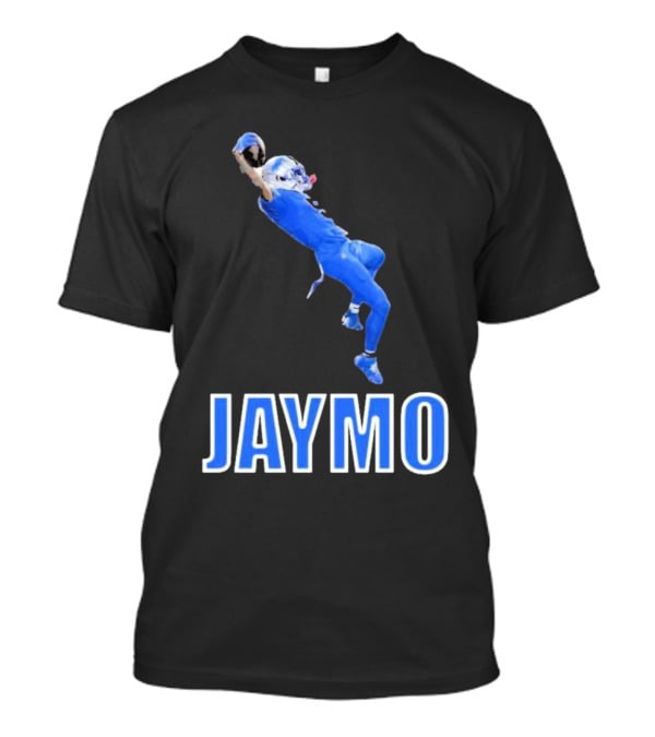 Jaymo Football Catch Jump Athlete Sports Blue Uniform T-Shirt