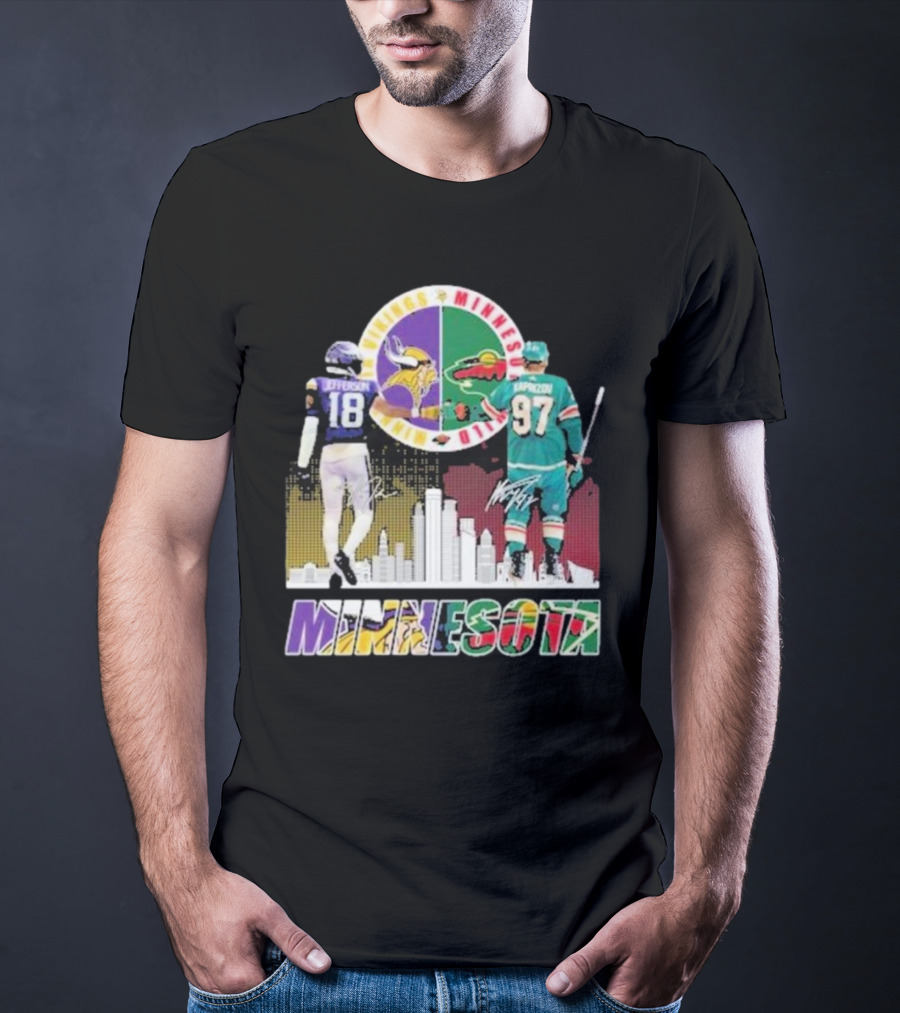 Minnesota Vikings Justin Jefferson Minnesota Wild Kirill Kaprizov Minnesota Proud T-Shirt
