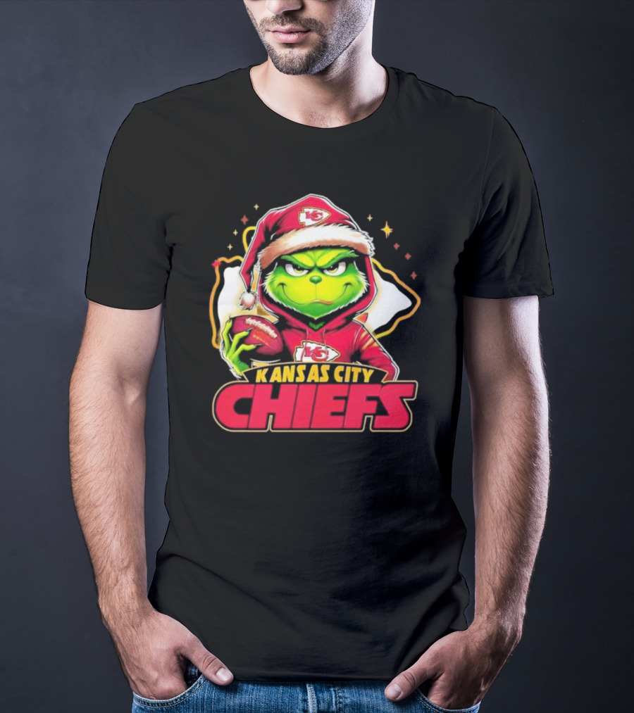 Kansas City Chiefs Grinch Santa Football T-Shirt