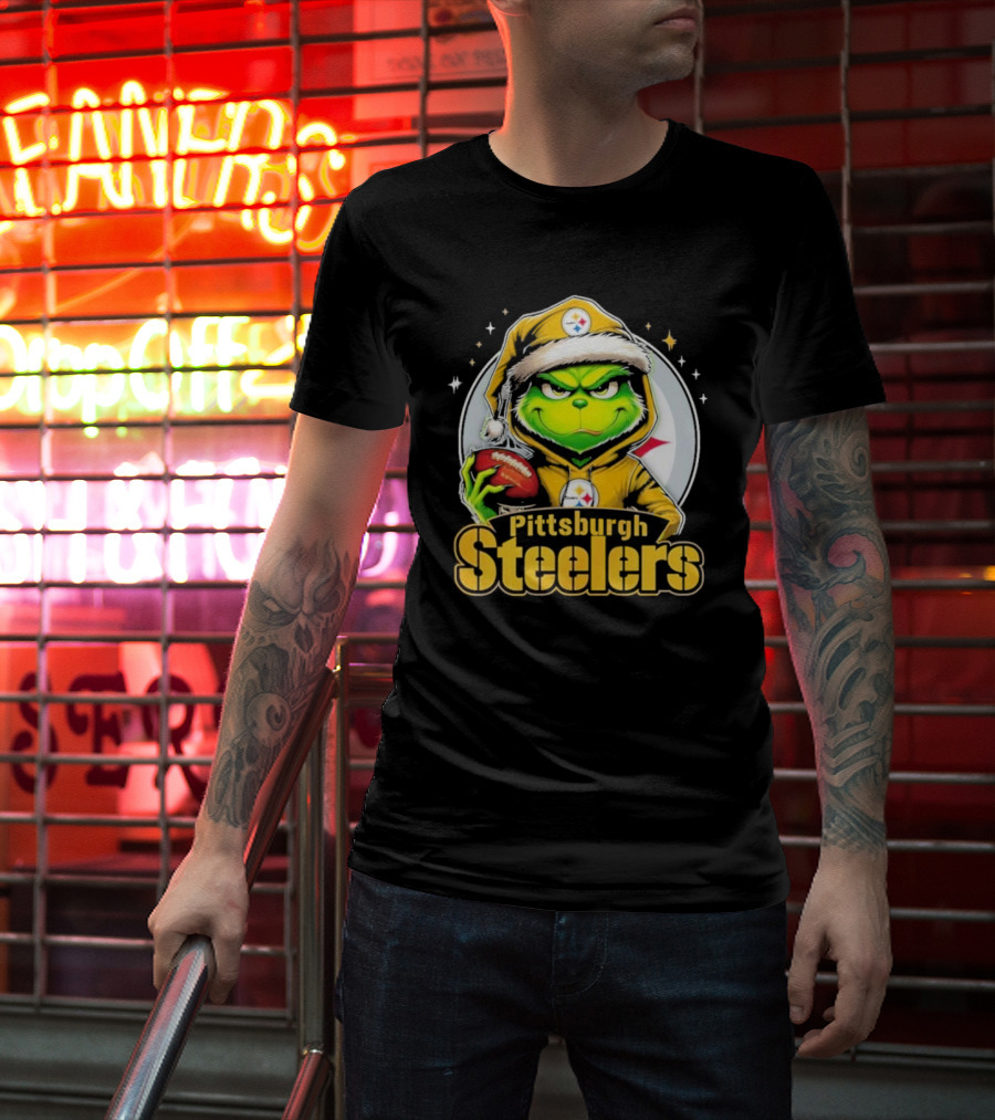 The Grinch Pittsburgh Steelers Christmas Football Crossover T-Shirt