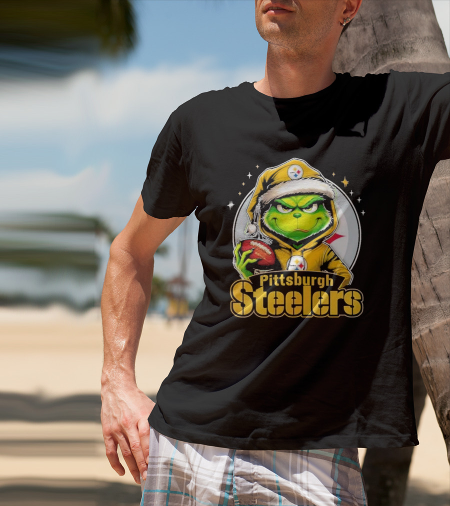 The Grinch Pittsburgh Steelers Christmas Football Crossover T-Shirt