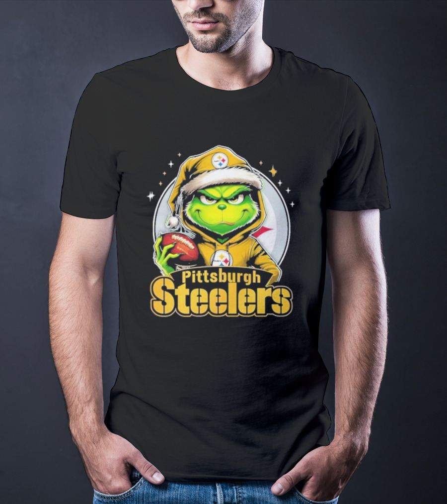 The Grinch Pittsburgh Steelers Christmas Football Crossover T-Shirt