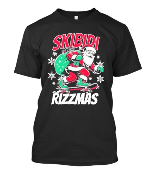 Skibidi Rizzmas Santa Claus Skateboarding Christmas T-Shirt