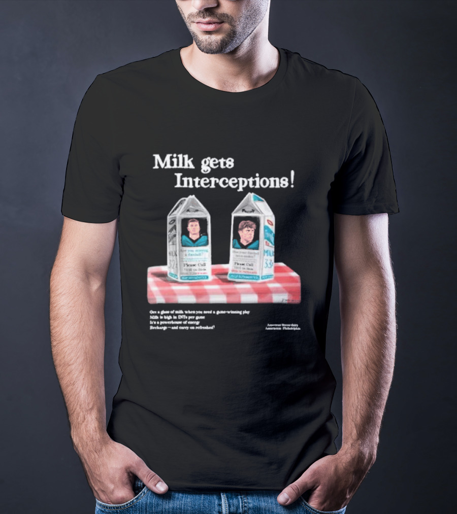 Milk Gets Interceptions Football Game-Winning Play Energy Drink Philadelphia T-Shirt