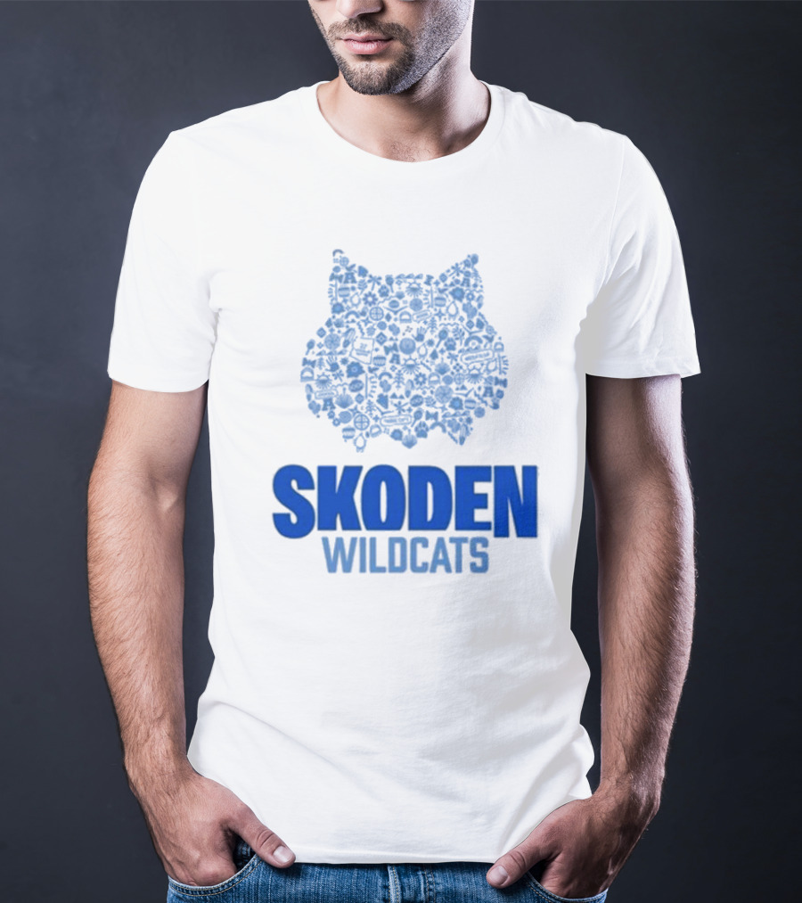 Skoden Wildcats Blue Emblem With Symbols T-Shirt