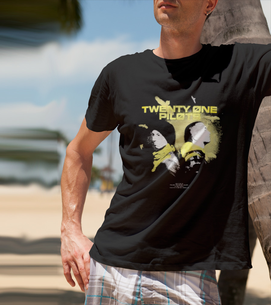 Twenty One Pilots Back 2 Back Eagle Silhouette Duo Yellow Accents T-Shirt