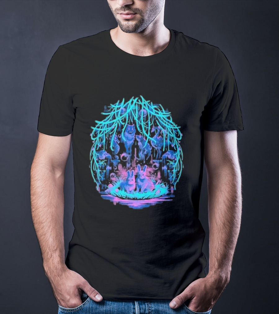 Animal Well Clandestine Creatures Glowing Forest Scene T-Shirt