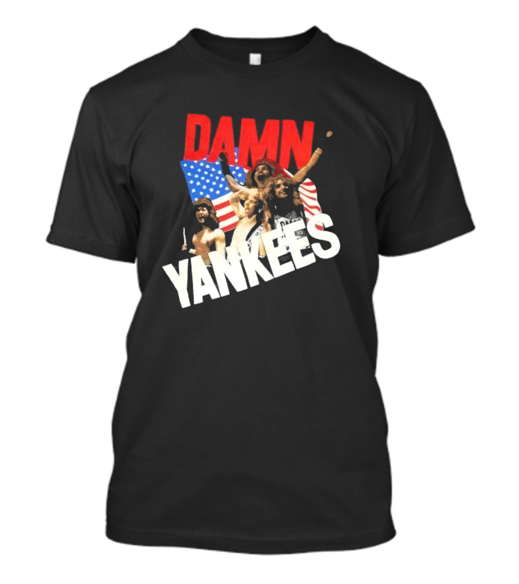 Damn Yankees Band With American Flag Background T-Shirt