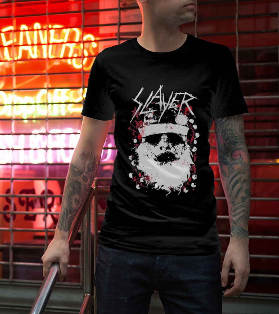 Slayer Dead Skin Santa Skull Iconic Holiday T-Shirt
