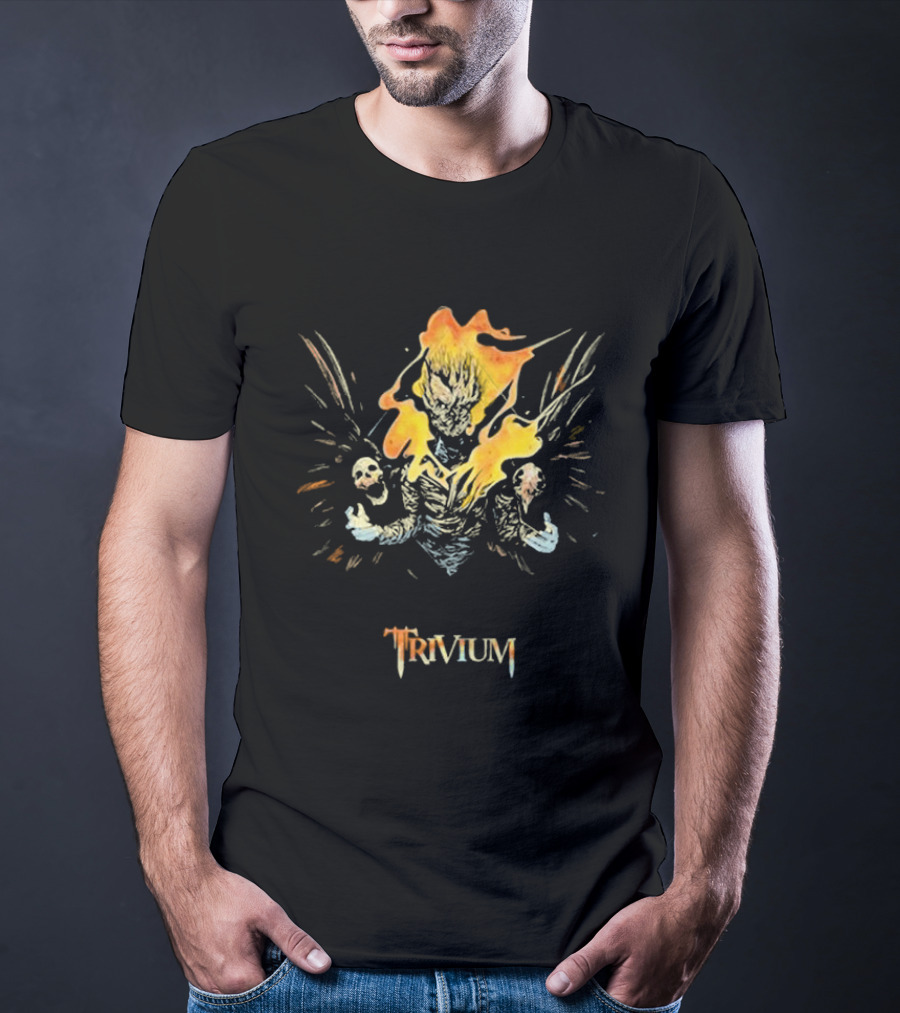 Trivium Fire Sword Flaming Demon Skulls T-Shirt