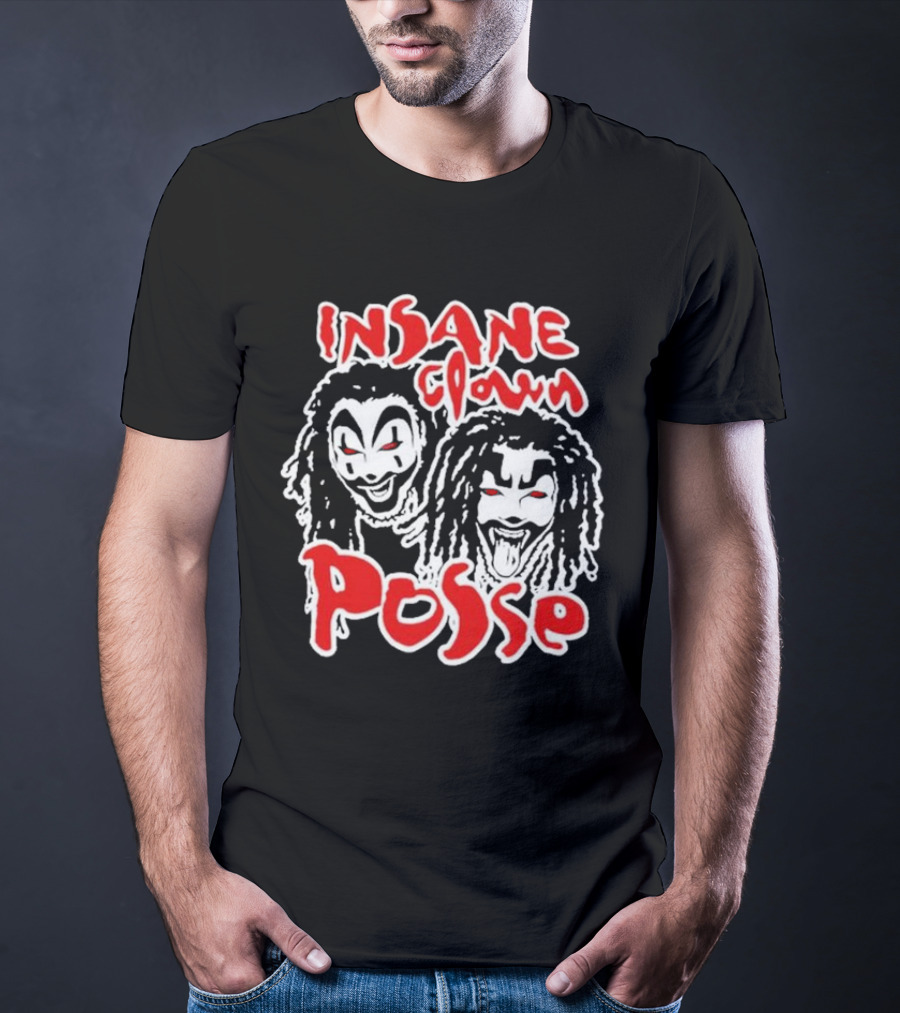 Insane Clown Posse Faces Red And White T-Shirt