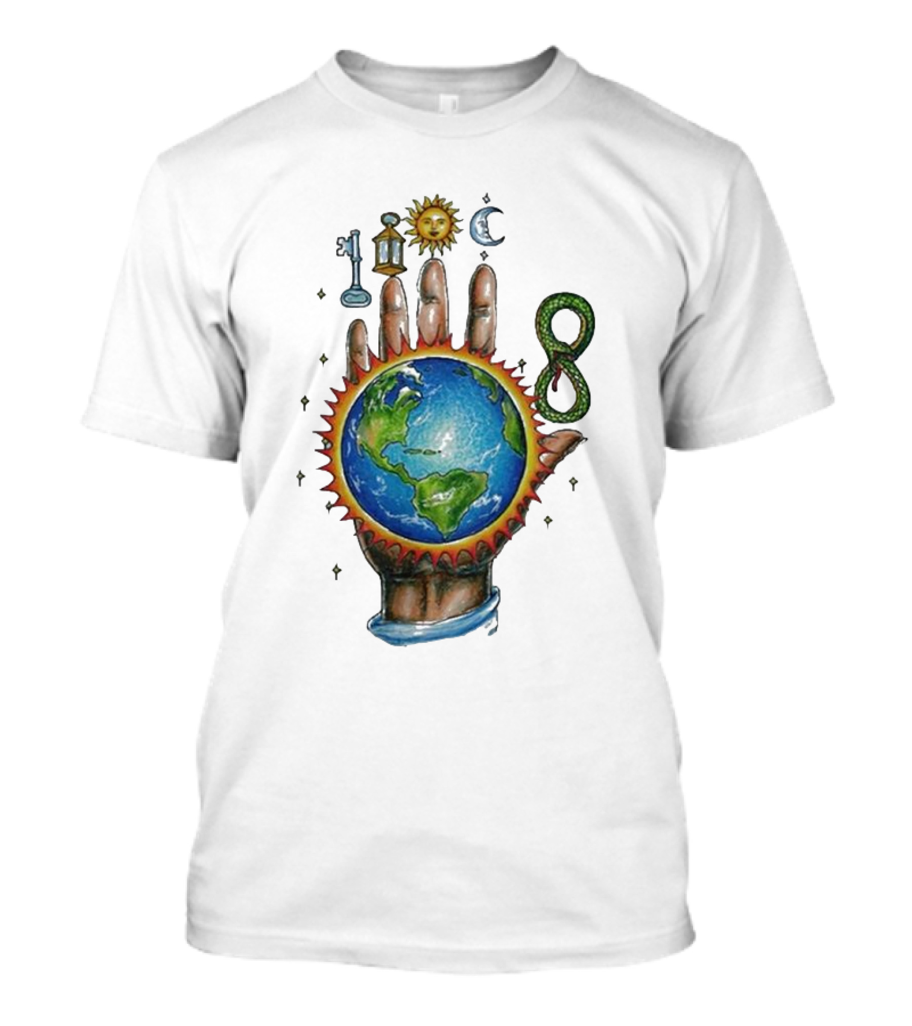 John Summit World Sun Moon Palm Symbol 8 Snake T-Shirt