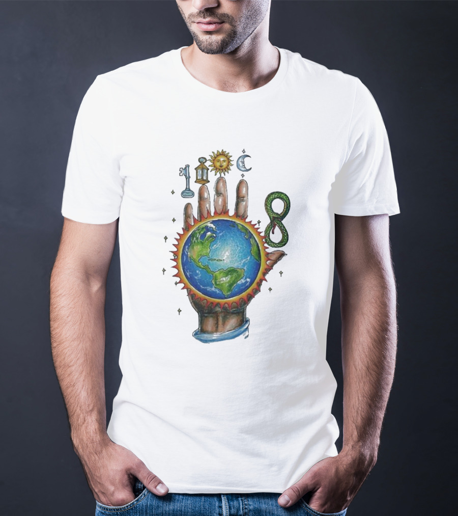 John Summit World Sun Moon Palm Symbol 8 Snake T-Shirt