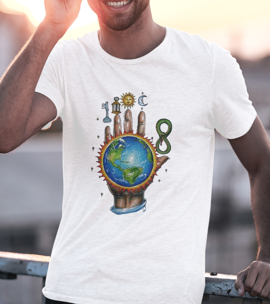 John Summit World Sun Moon Palm Symbol 8 Snake T-Shirt