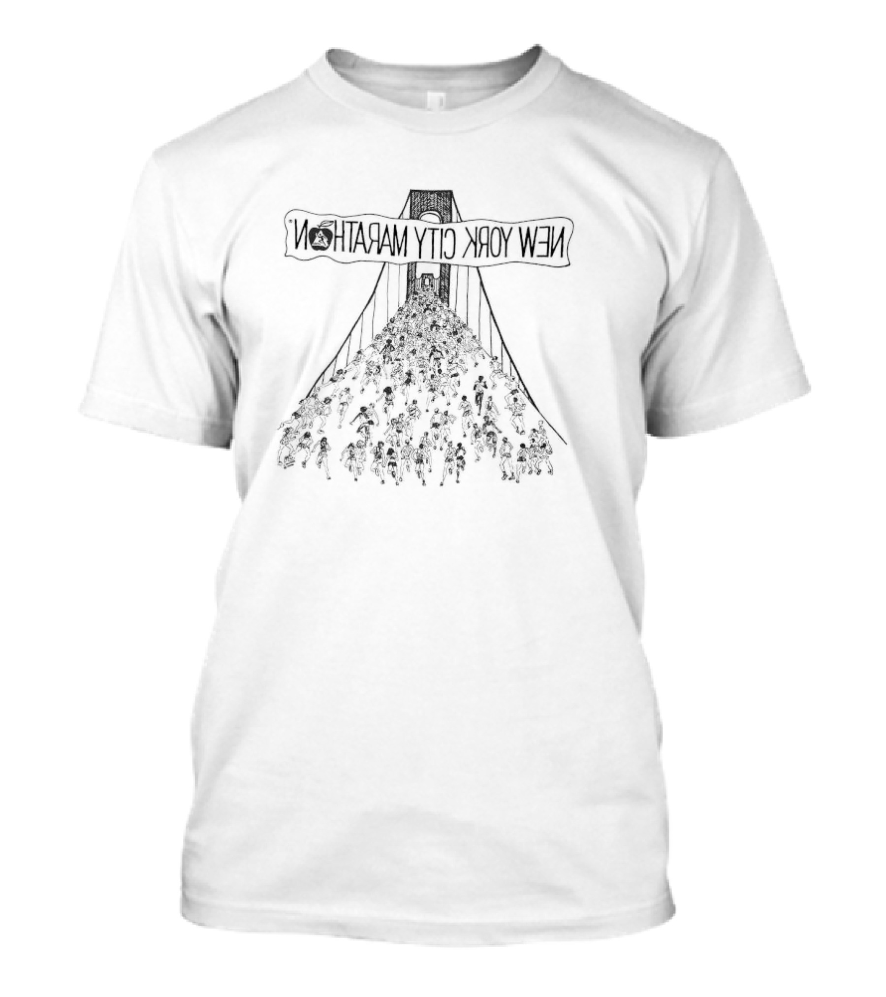 New York City Marathon Runners Bridge Sketch T-Shirt