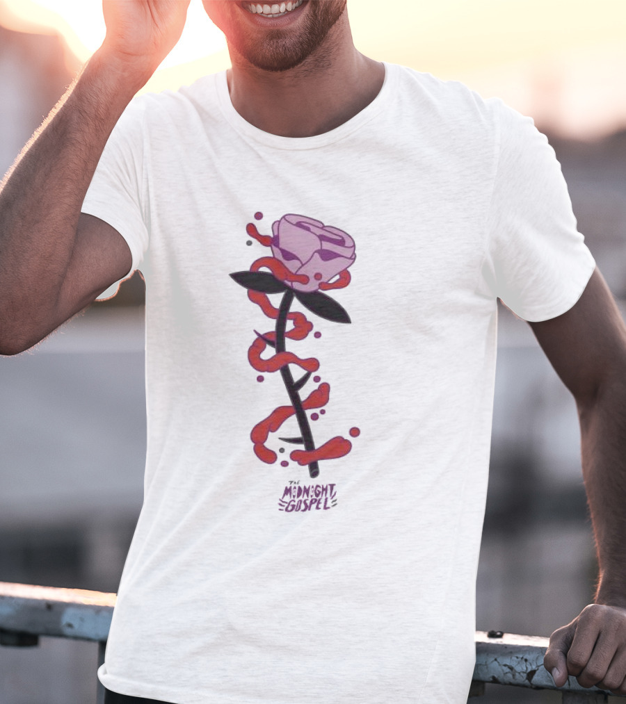 The Midnight Gospel Rose With Purple Shades And Love Swirls T-Shirt