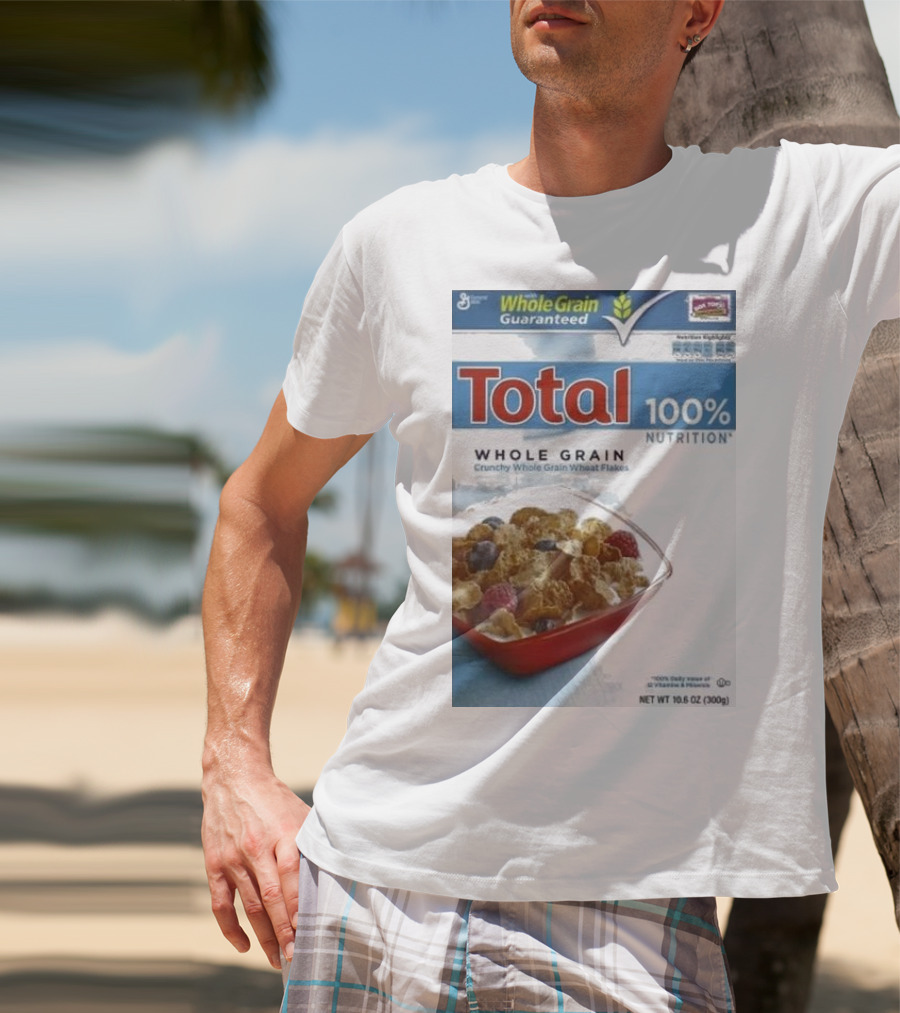 Total 100% Nutrition Whole Grain Crunchy Wheat Flakes Breakfast Cereal Box T-Shirt