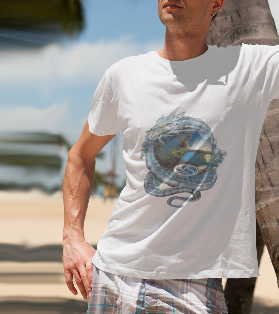 Yardsale Wave Serpent Dragon Landscape Sphere T-Shirt