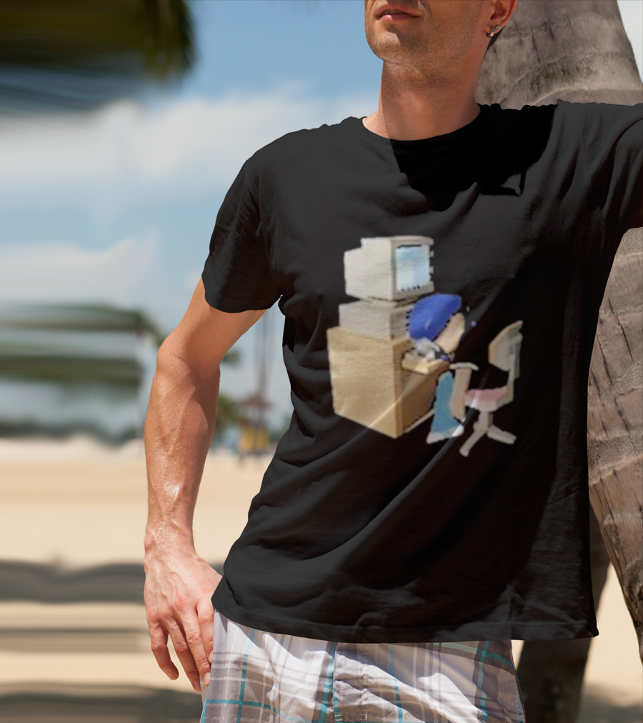 Nikki Carreon Internet Fatigue Vintage Computer Cartoon Figure T-Shirt