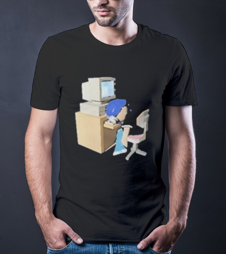 Nikki Carreon Internet Fatigue Vintage Computer Cartoon Figure T-Shirt