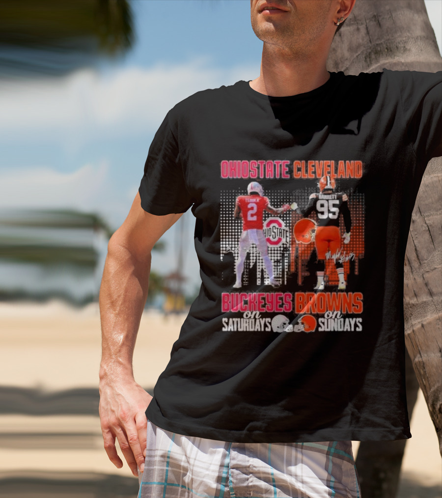 Ohio State Cleveland Buckeyes Browns On Saturdays On Sundays T-Shirt
