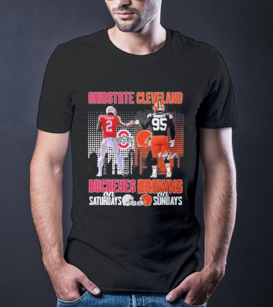 Ohio State Cleveland Buckeyes Browns On Saturdays On Sundays T-Shirt