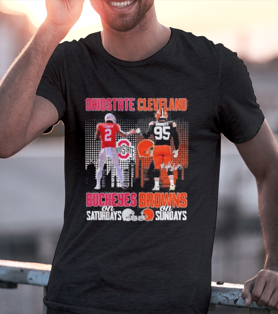 Ohio State Cleveland Buckeyes Browns On Saturdays On Sundays T-Shirt