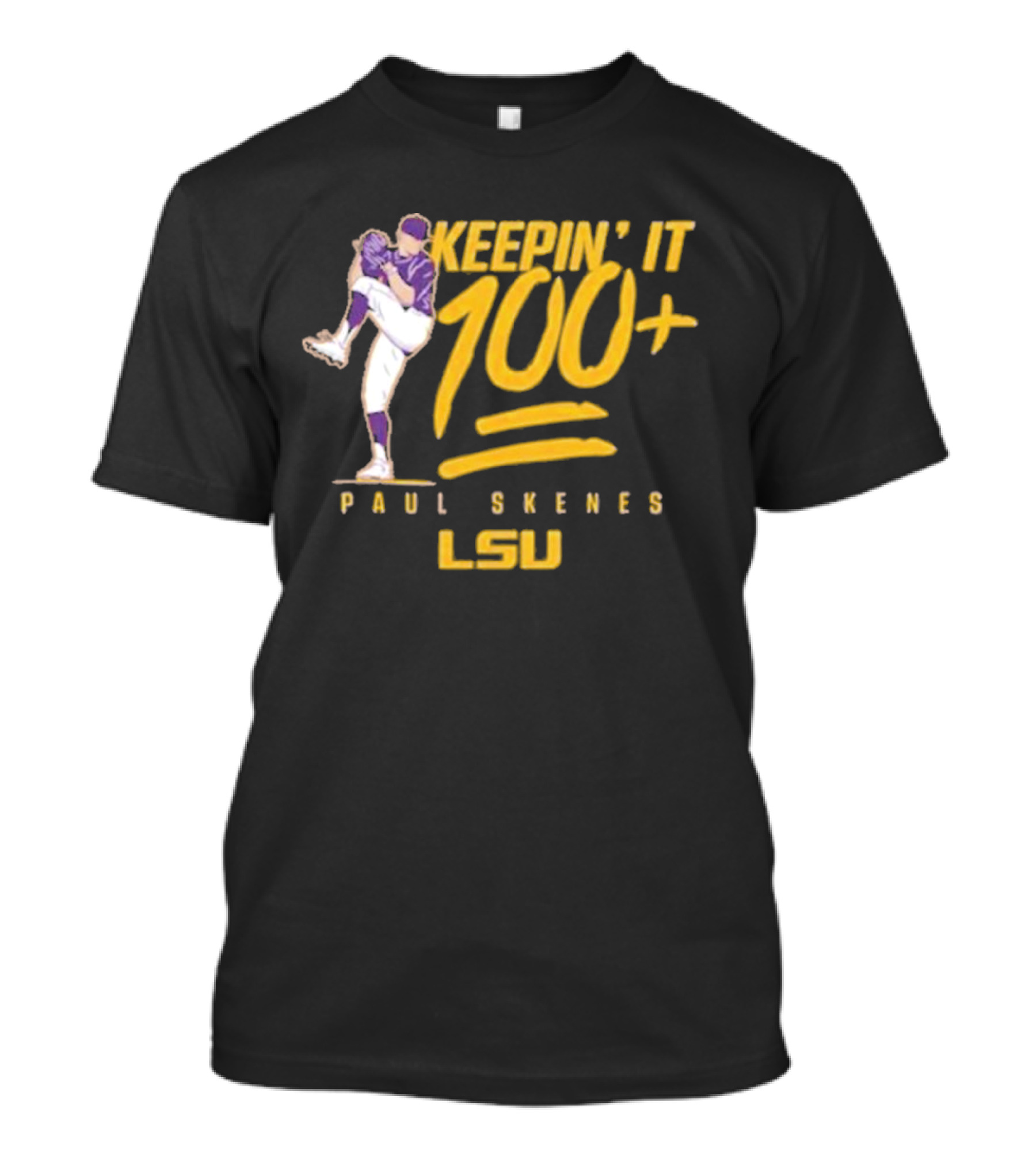 Keepin’ It 100+ Paul Skenes LSU Baseball T-Shirt