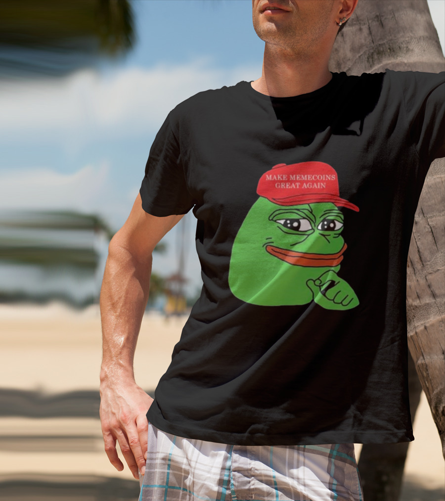 Pepe Make Memecoins Great Again Red Hat Meme Character T-Shirt