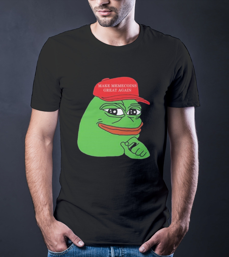 Pepe Make Memecoins Great Again Red Hat Meme Character T-Shirt