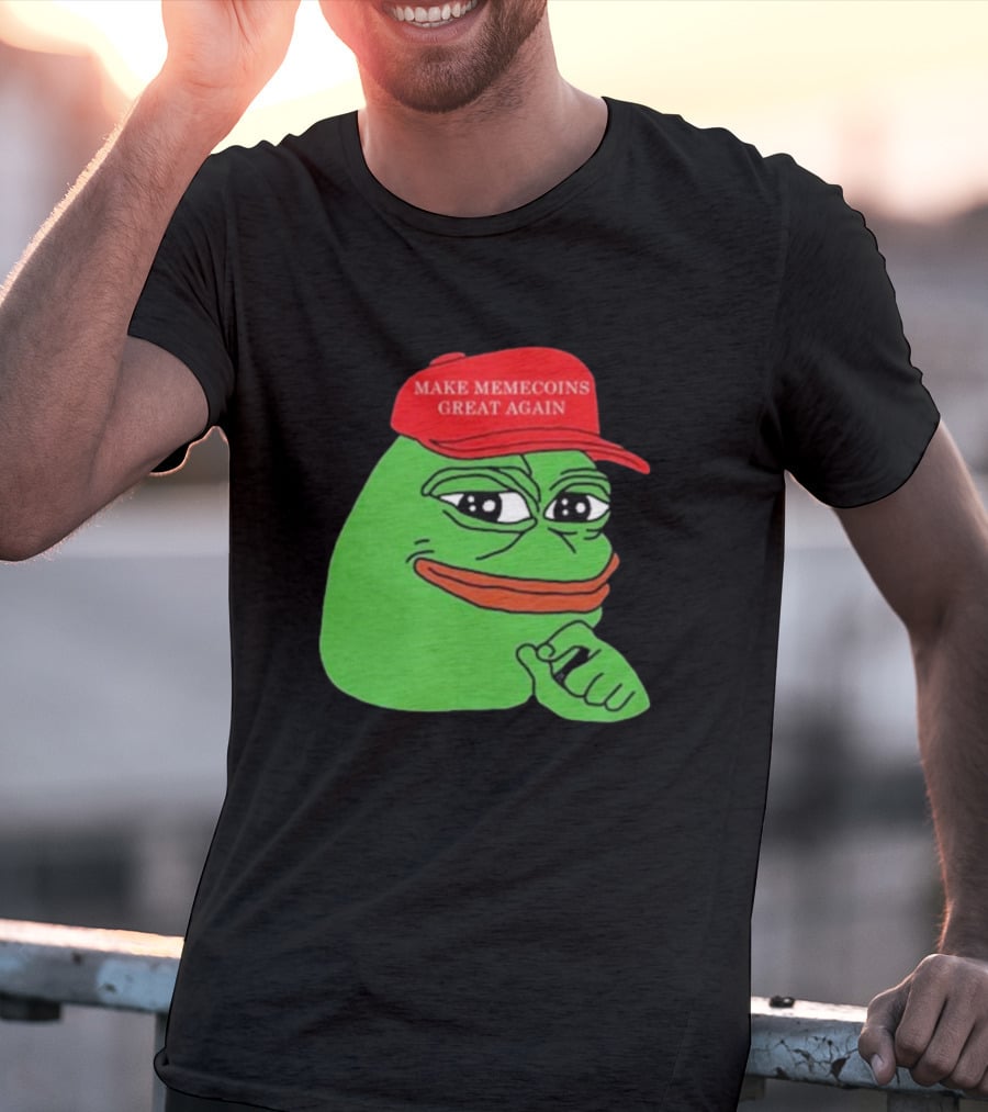 Pepe Make Memecoins Great Again Red Hat Meme Character T-Shirt