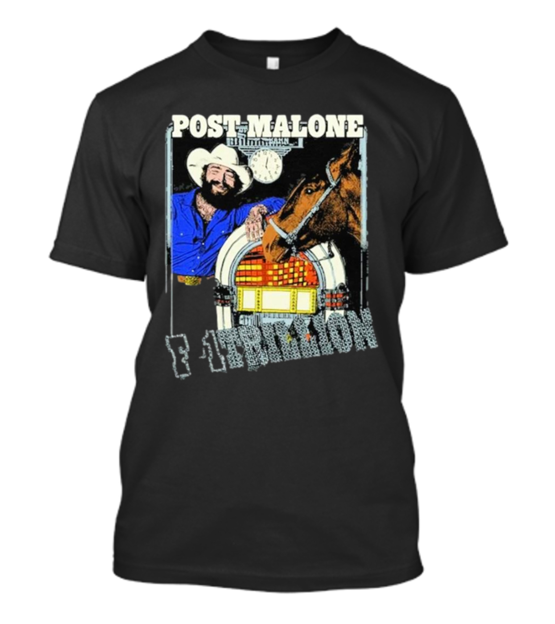Post Malone F-1 Trillion Juke Box Cowboy And Horse Scene T-Shirt