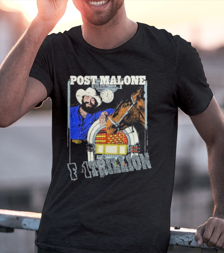 Post Malone F-1 Trillion Juke Box Cowboy And Horse Scene T-Shirt