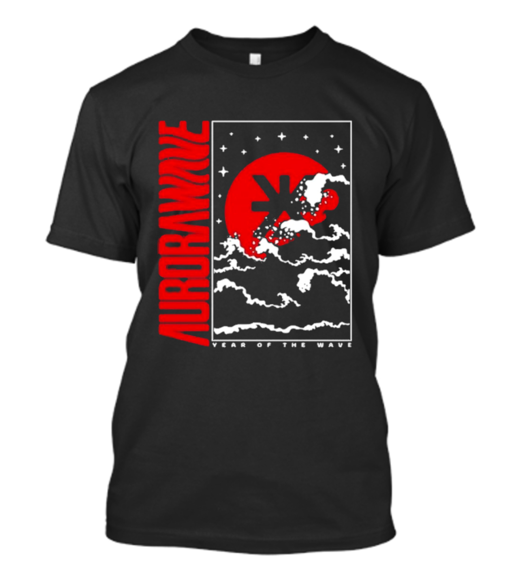 Aurora Wave Year Of The Wave Red Sun Clouds Stars T-Shirt