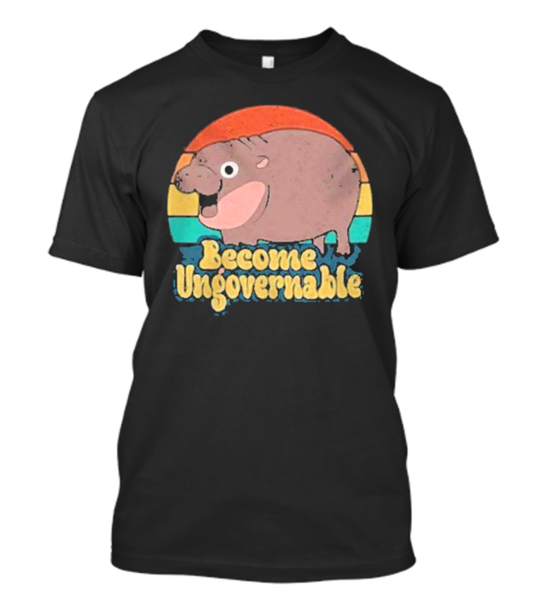 Become Ungovernable Baby Hippo Retro Circles T-Shirt