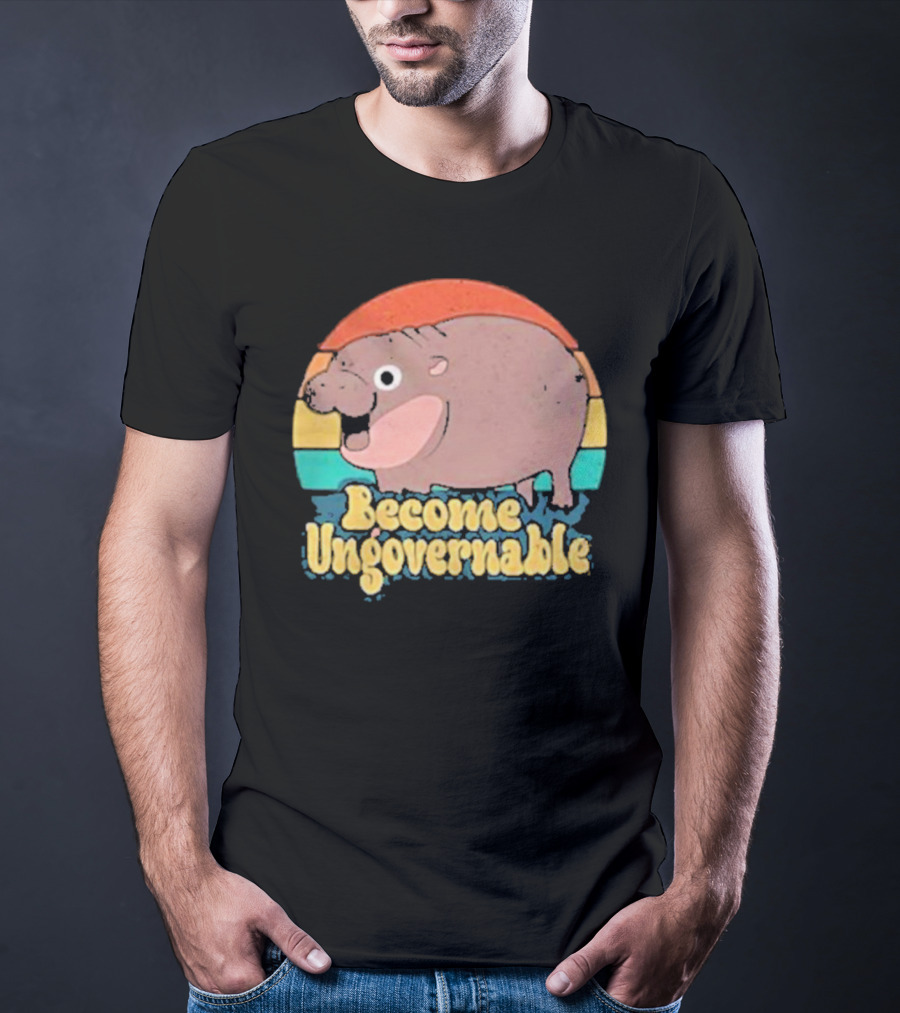 Become Ungovernable Baby Hippo Retro Circles T-Shirt