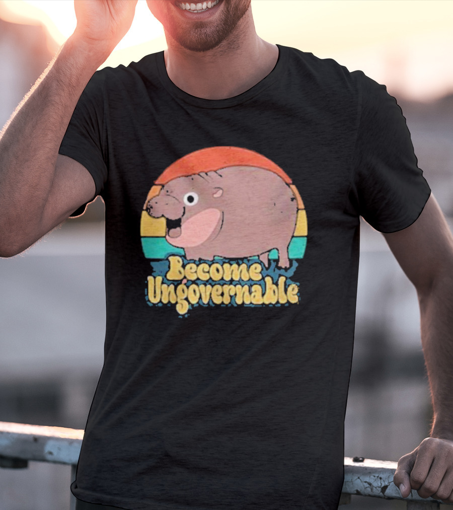 Become Ungovernable Baby Hippo Retro Circles T-Shirt