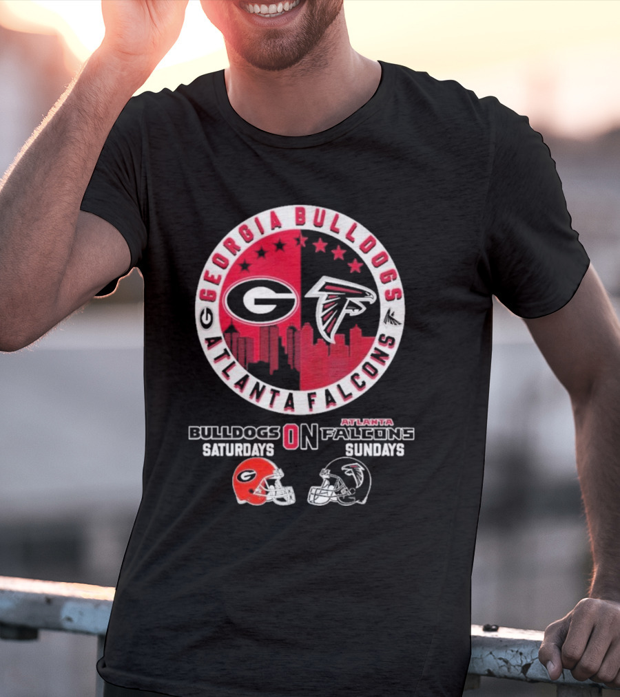 Georgia Bulldogs Saturdays Atlanta Falcons Sundays Football Fans T-Shirt