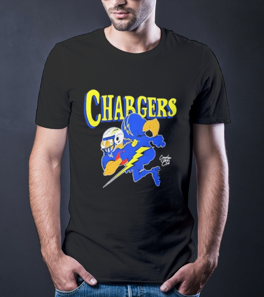 Chargers Crenshaw Skate Club Football Player Lightning T-Shirt