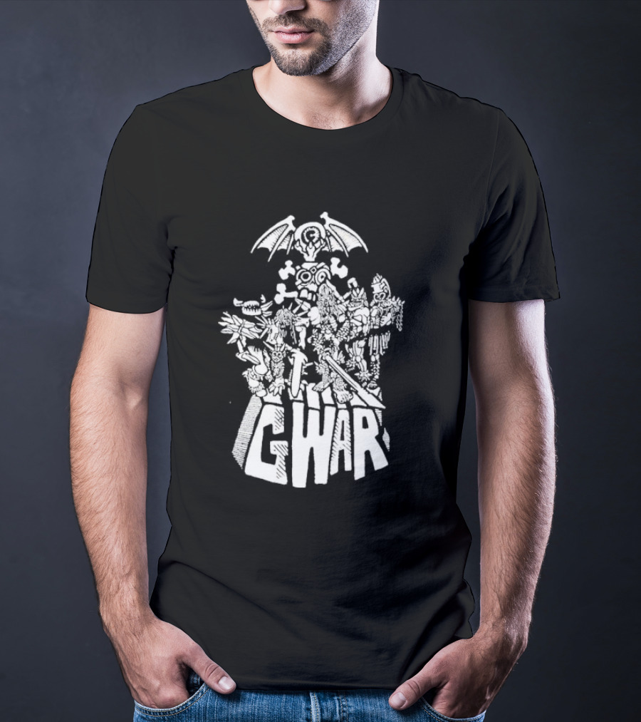 Gwar 1994 Glow In The Dark Band Art With Monsters And Bat Wings T-Shirt