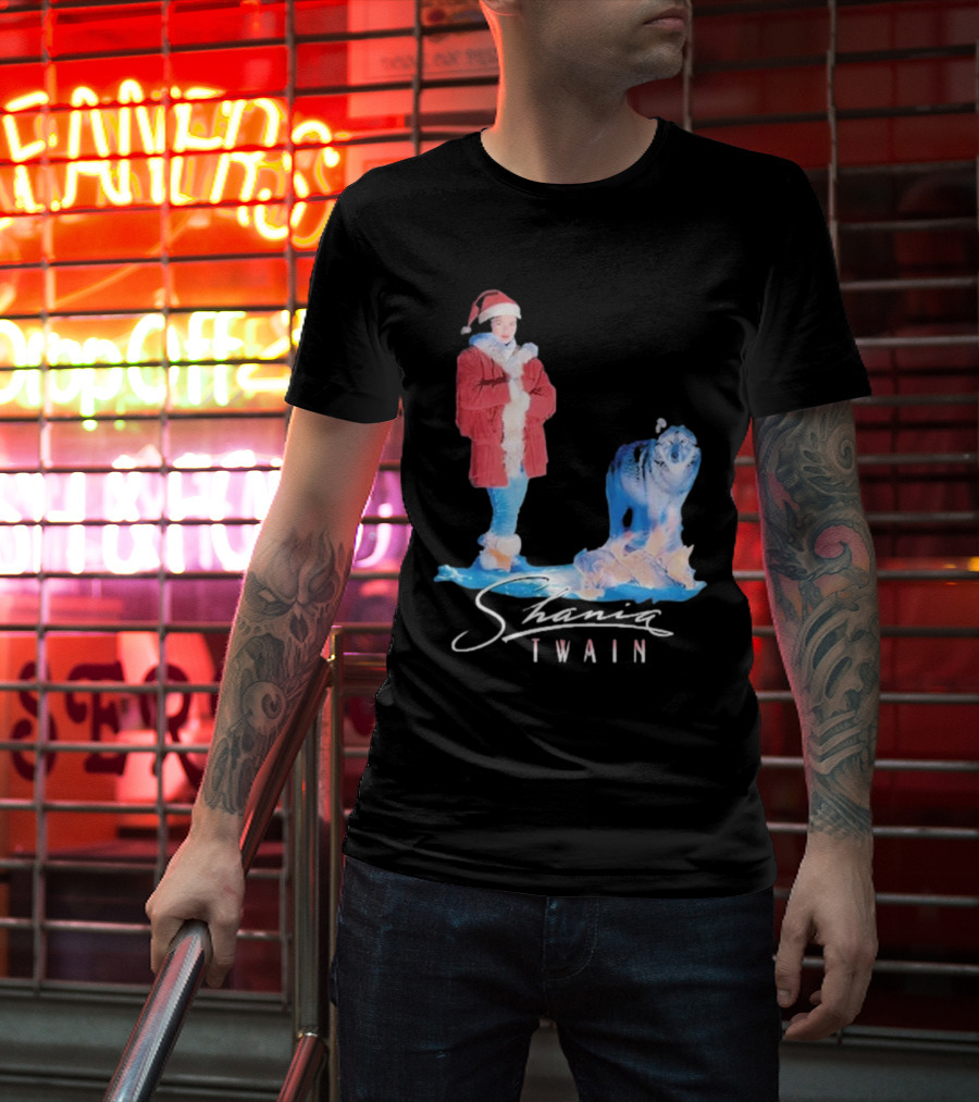 Shania Twain Holiday Santa Suit And Wolf T-Shirt