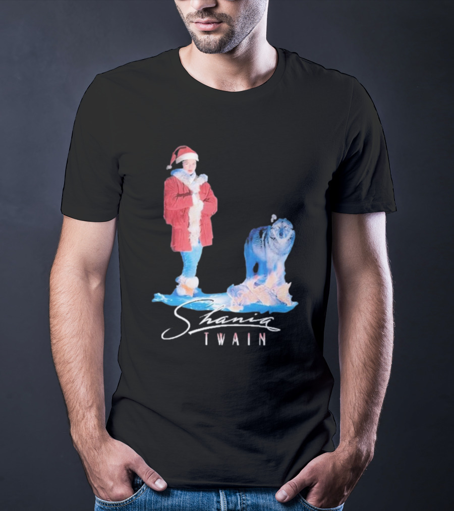 Shania Twain Holiday Santa Suit And Wolf T-Shirt